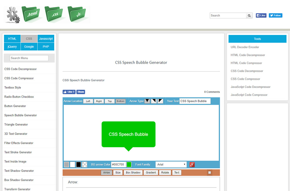 CSS Speech Bubble Generator CSS Arrow